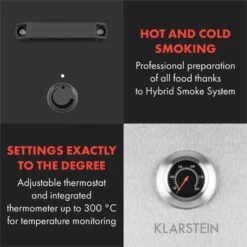 Flintstone Steel Räucherofen 1600 W Integriertes Thermometer Edelstahl -Outdoor Grills Verkaufsgeschäft 10033372 yy 0004 logo Klarstein Flintstone Steel Raeucherofen Edelstahl reedit