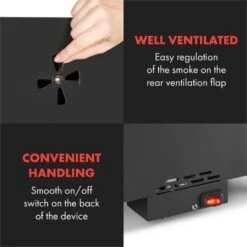 Flintstone Steel Räucherofen 1600 W Integriertes Thermometer Edelstahl -Outdoor Grills Verkaufsgeschäft 10033372 yy 0008 logo Klarstein Flintstone Steel Raeucherofen Edelstahl
