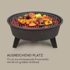Nolana 2-in-1-Feuerschale Ø73cm Funkenschutz Ø64cm Grill Stahl Schwarz -Outdoor Grills Verkaufsgeschäft 10033383 de 0004 logo