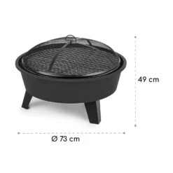 Nolana 2-in-1-Feuerschale Ø73cm Funkenschutz Ø64cm Grill Stahl Schwarz -Outdoor Grills Verkaufsgeschäft 10033383 yy 0009 logo