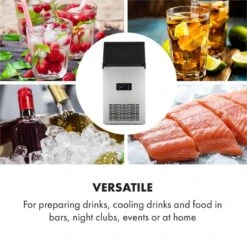 Glacial XL Profi-Eiswürfelmaschine 38kg/d 15l LED Edelstahl Schwarz -Outdoor Grills Verkaufsgeschäft 10033442 yy 0007 logo Klarstein Glacial XL Profi Eiswuerfelmaschine 15 L