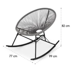 Roqueta Schaukelstuhl Retro-Design 4mm-Geflecht Grau -Outdoor Grills Verkaufsgeschäft 10033465 yy 0008 logo Blumfeldt Roqueta Schaukelstuhl grau