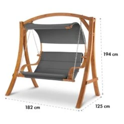 Maui Hollywoodschaukel 110 Cm 2-Sitzer Massivholz Polyester Dunkelgrau -Outdoor Grills Verkaufsgeschäft 10033573 yy 0009 logo Blumfeldt Maui Hollywoodschaukel Grau