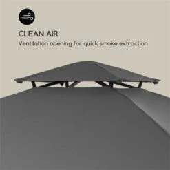 Steakhouse Al Sur Pavillon 244x260x152cm 160 G Flammhemmend Stahl Grau -Outdoor Grills Verkaufsgeschäft 10033609 yy 0007 logo Blumfeldt Steakhouse al Sur Pavillon grau