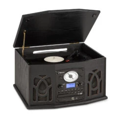 NR-620 DAB Stereoanlage Holz Plattenspieler DAB+ CD-Player Schwarz