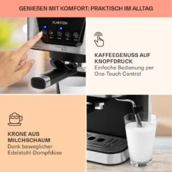 Arabica Espressomaschine 1050W 15 Bar 1,5l Touch-Bedienfeld Edelstahl -Outdoor Grills Verkaufsgeschäft 10033729 de 0003 usp