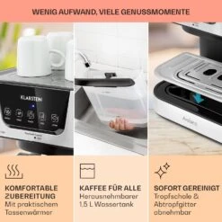 Arabica Espressomaschine 1050W 15 Bar 1,5l Touch-Bedienfeld Edelstahl -Outdoor Grills Verkaufsgeschäft 10033729 de 0006 usp