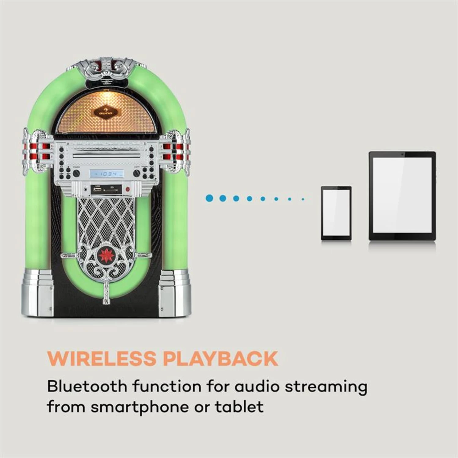 Kentucky Jukebox, BT, UKW-Radio, USB, SD, MP3, CD-Player, Weiß 3 Kentucky Jukebox, BT, UKW-Radio, USB, SD, MP3, CD-Player, Weiß – Bild 3