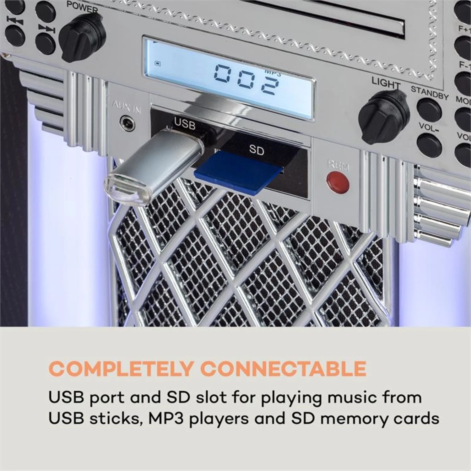 Kentucky Jukebox, BT, UKW-Radio, USB, SD, MP3, CD-Player, Weiß 4 Kentucky Jukebox, BT, UKW-Radio, USB, SD, MP3, CD-Player, Weiß – Bild 4