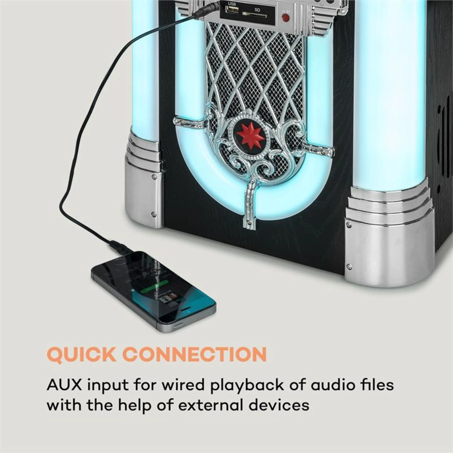 Kentucky Jukebox, BT, UKW-Radio, USB, SD, MP3, CD-Player, Weiß 6 Kentucky Jukebox, BT, UKW-Radio, USB, SD, MP3, CD-Player, Weiß – Bild 6