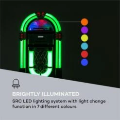 Graceland DAB Jukebox BT CD Vinyl DAB+/UKW USB SD AUX-IN LED-Light -Outdoor Grills Verkaufsgeschäft 10033773 yy 0006 logo auna Graceland DAB Jukebox Holzoptik