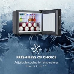Frosty Mini-Kühlschrank EEC A Spiegelglastür 10 Liter Schwarz -Outdoor Grills Verkaufsgeschäft 10033836 yy 0009 logo Klarstein Frosty Mini Kuehlschrank schwarz