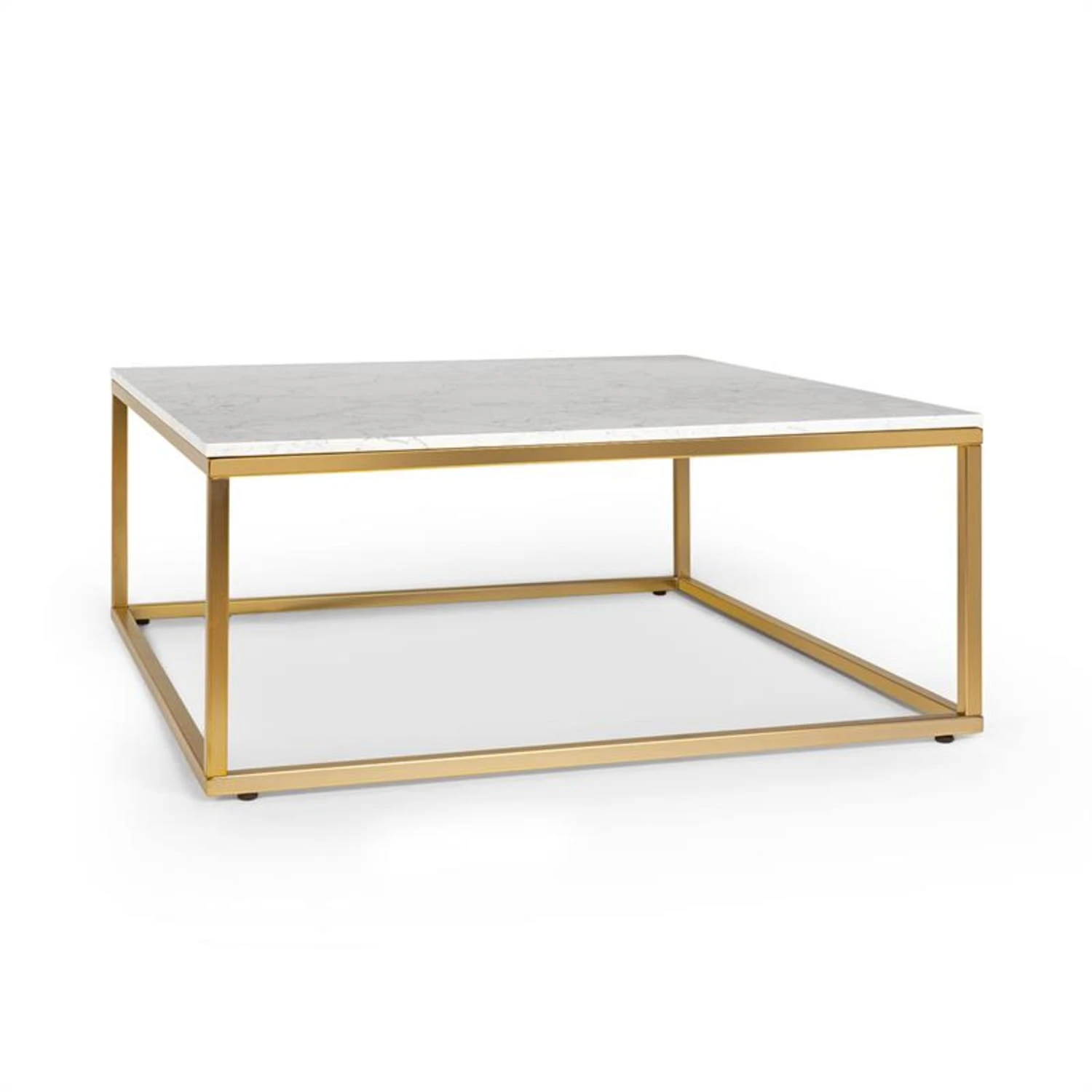 White Pearl II Couchtisch 81,5x35x81,5cm (BxHxT) Marmor Gold / Weiß