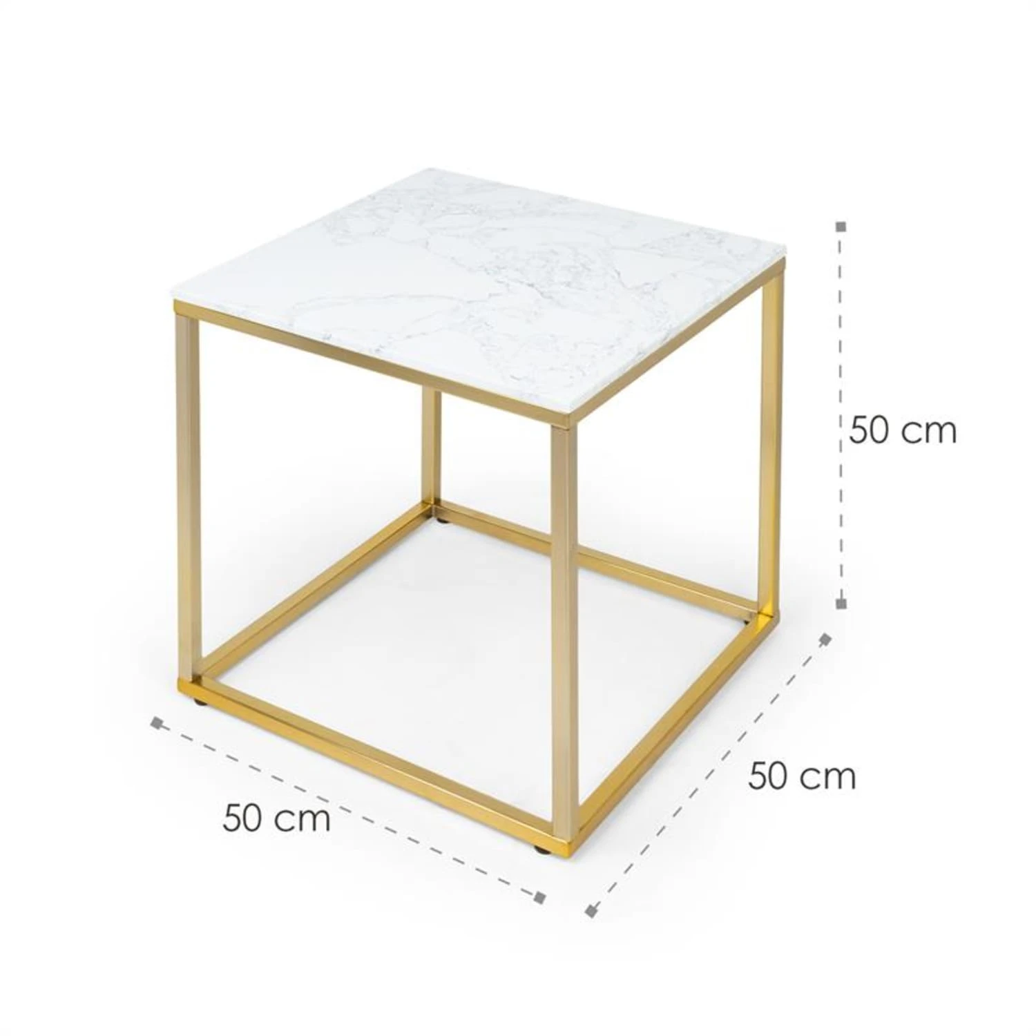 White Pearl I Couchtisch 50x50x50cm (BxHxT) Marmor Gold / Weiß – Bild 6