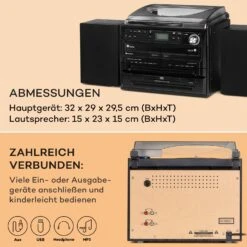 388-DAB+ Stereoanlage 20W Max. Vinyl CD Kassette BT FM/DAB+ USB -Outdoor Grills Verkaufsgeschäft 10034091 de 0006 usp