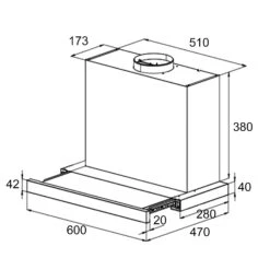 Mariana 60 Flachschirmhaube 500 M³/h Abluft LED Weiß -Outdoor Grills Verkaufsgeschäft 10034115 yy 0009 dimensions