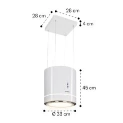 Tron Ambience Inselabzugshaube Ø38cm Umluft 540m³/h LED Weiß -Outdoor Grills Verkaufsgeschäft 10034214 yy 0011 dimensions