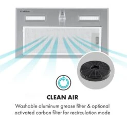 Simplica Dunstabzugshaube Einbau 52cm Abluft: 400 M³/h LED Edelstahl -Outdoor Grills Verkaufsgeschäft 10034255 yy 0007 logo Klarstein Simplica Dunstabzugshaube 52cm Edelstahl