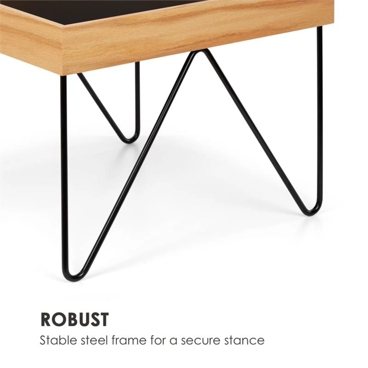 Big Lyon Kaffeetisch Melamin/MDF Mit Eichenfurnier Stahlrahmen Schwarz – Bild 4