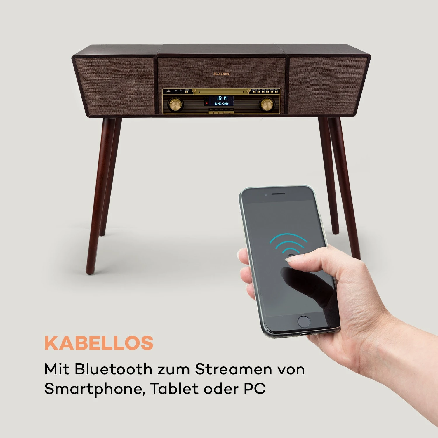 Belle Epoque 1912 Retro-Plattenspieler CD BT USB DAB+/UKW Braun 4 Belle Epoque 1912 Retro-Plattenspieler CD BT USB DAB+/UKW Braun – Bild 4