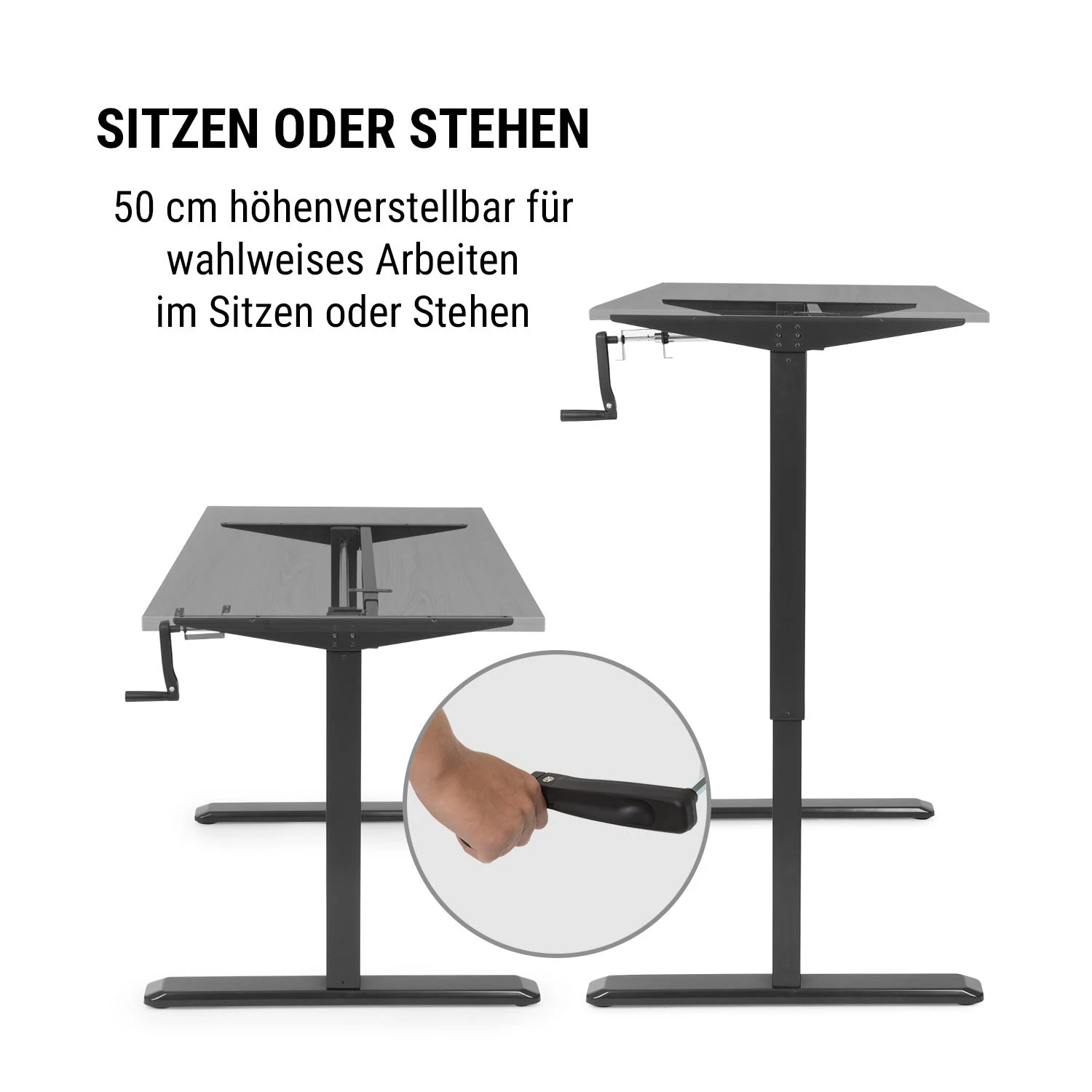 Multidesk Höhenverstellbarer Schreibtisch Manuell 73-123 Cm Höhe 6 Multidesk Höhenverstellbarer Schreibtisch Manuell 73-123 Cm Höhe – Bild 6