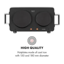 Cookorama Doppelkochplatte 1900-2250 W 150/180 Mm Ø 5 Stufen Schwarz -Outdoor Grills Verkaufsgeschäft 10034573 yy 0003 logo Klarstein Cookorama Doppelkochplatte schwarz