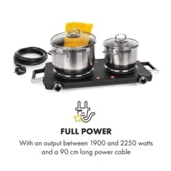 Cookorama Doppelkochplatte 1900-2250 W 150/180 Mm Ø 5 Stufen Schwarz -Outdoor Grills Verkaufsgeschäft 10034573 yy 0004 logo Klarstein Cookorama Doppelkochplatte schwarz