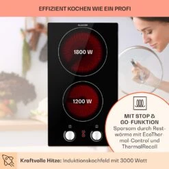 EasyCook Domino Keramikkochfeld 3000W Drehregler Schwarz -Outdoor Grills Verkaufsgeschäft 10034603 de 0003 usp