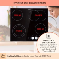 EasyCook Keramikkochfeld 6100W Drehregler Schwarz -Outdoor Grills Verkaufsgeschäft 10034604 de 0003 usp