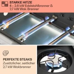 Tomahawk Gasgrill 4x3,6 KW + 2,7 KW Brenner 66x43,5 Cm Grill Edelstahl -Outdoor Grills Verkaufsgeschäft 10034710 de 0003 usp