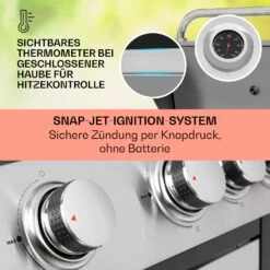 Tomahawk Gasgrill 4x3,6 KW + 2,7 KW Brenner 66x43,5 Cm Grill Edelstahl -Outdoor Grills Verkaufsgeschäft 10034710 de 0004 usp