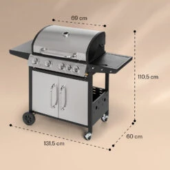 Tomahawk Gasgrill 4x3,6 KW + 2,7 KW Brenner 66x43,5 Cm Grill Edelstahl -Outdoor Grills Verkaufsgeschäft 10034710 yy 0008 dimensions