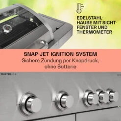 Valkyrie Gasgrill 4x3,5 KW + 3,15 KW Brenner 74x44 Cm Grill Edelstahl -Outdoor Grills Verkaufsgeschäft 10034715 de 0004 usp