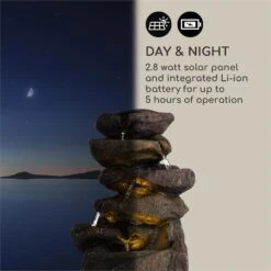 Savona Solarbrunnen 2,8 W Polyresin 5h Akku LEDs Steinoptik -Outdoor Grills Verkaufsgeschäft 10034720 yy 0007 logo Blumfeldt Savona Solarbrunnen Steinoptik