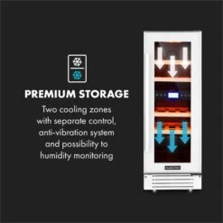 Vinovilla 17 Built-In Duo Zweizonen-Weinkühlschrank 53l 17 Fl. 3-Farben Glastür -Outdoor Grills Verkaufsgeschäft 10034725 yy 0007 logo Klarstein Vinovilla 17 2 Zonen Weinkuehlschrank weiss