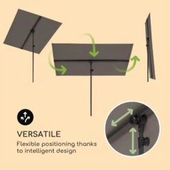 Flex-Shade L Sonnenschirm 130 X 180 Cm Polyester UV 50 Dunkelgrau -Outdoor Grills Verkaufsgeschäft 10034726 yy 0003 logo Blumfeldt Flex Shade L Sonnenschirm 130x180 grau