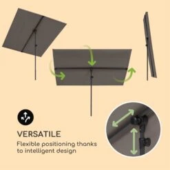 Flex-Shade XL Sonnenschirm 150 X 210 Cm Polyester UV 50 Dunkelgrau -Outdoor Grills Verkaufsgeschäft 10034728 yy 0003 logo Blumfeldt Flex Shade XL Sonnenschirm 150x210 grau