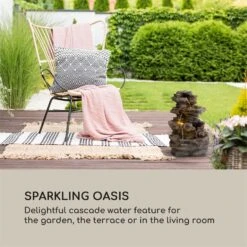 Messina Kaskadenbrunnen Solarbrunnen Gartenbrunnen Akku Solarpanel LED -Outdoor Grills Verkaufsgeschäft 10034734 yy 0003 logo Blumfeldt Messina Kaskadenbrunnen