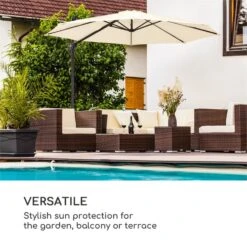 Belo Horizonte Sonnenschirm Sonnenschutz Ø 292cm Polyester Wasserabweisend Inkl. Standbasis Creme -Outdoor Grills Verkaufsgeschäft 10034743 yy 0005 logo blumfeldt Belo Horizonte Sonnenschirm creme