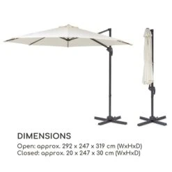 Belo Horizonte Sonnenschirm Sonnenschutz Ø 292cm Polyester Wasserabweisend Inkl. Standbasis Creme -Outdoor Grills Verkaufsgeschäft 10034743 yy 0010 logo blumfeldt Belo Horizonte Sonnenschirm creme