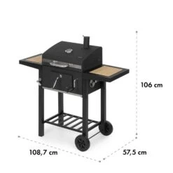 Meat Machine Holzkohlegrill BBQ 45x32,5cm Thermometer Bodenrollen -Outdoor Grills Verkaufsgeschäft 10034819 yy 0009 logo Klarstein Meat Machine Holzkohlegrill schwarz