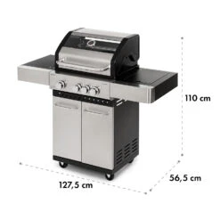 Valkyrie Gasgrill 3x3,2 + 2,9 KW Sichtfenster 54x42 Cm Grill Edelstahl -Outdoor Grills Verkaufsgeschäft 10034845 yy 0010 logo Klarstein Valkyrie Gasgrill 3plus1 Brenner Edelstahl