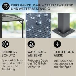 Pantheon Solid Sky Flat Pergola Vordach 3x3m Polycarbonat 7 Pantheon Solid Sky Flat Pergola Vordach 3x3m Polycarbonat -Outdoor Grills Verkaufsgeschäft 10034984 de 0002 usp