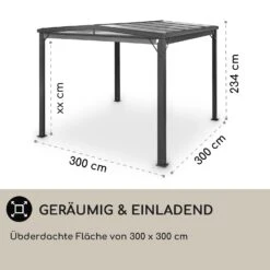 Pantheon Cortina Solid Sky Pergola Vordach 3x3m Polycarbonat Vorhänge -Outdoor Grills Verkaufsgeschäft 10034985 de 0004 usp