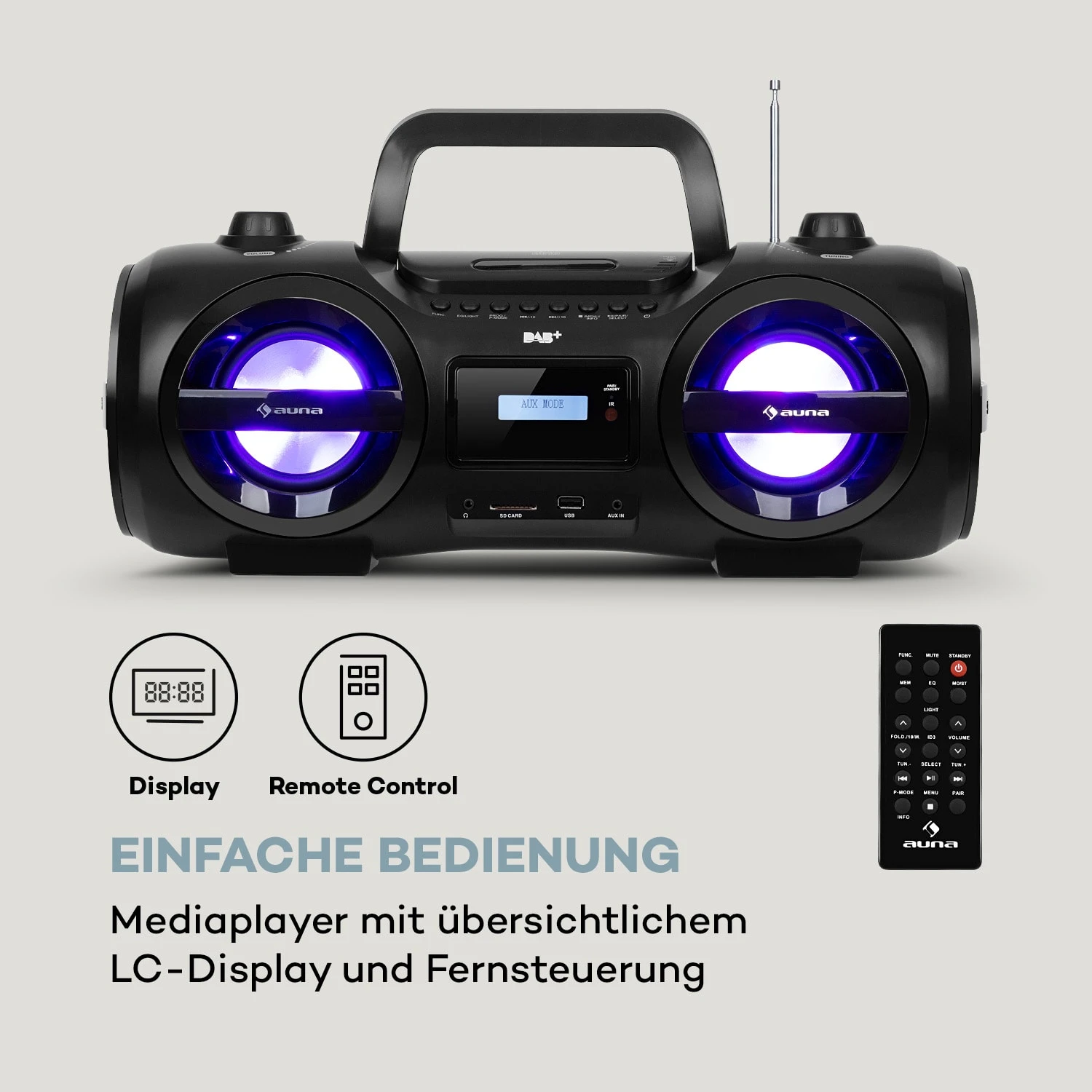 Soundblaster DAB Boombox Bluetooth CD/MP3/USB/AUX DAB+/UKW LED 50Wmax. 5 Soundblaster DAB Boombox Bluetooth CD/MP3/USB/AUX DAB+/UKW LED 50Wmax. – Bild 5