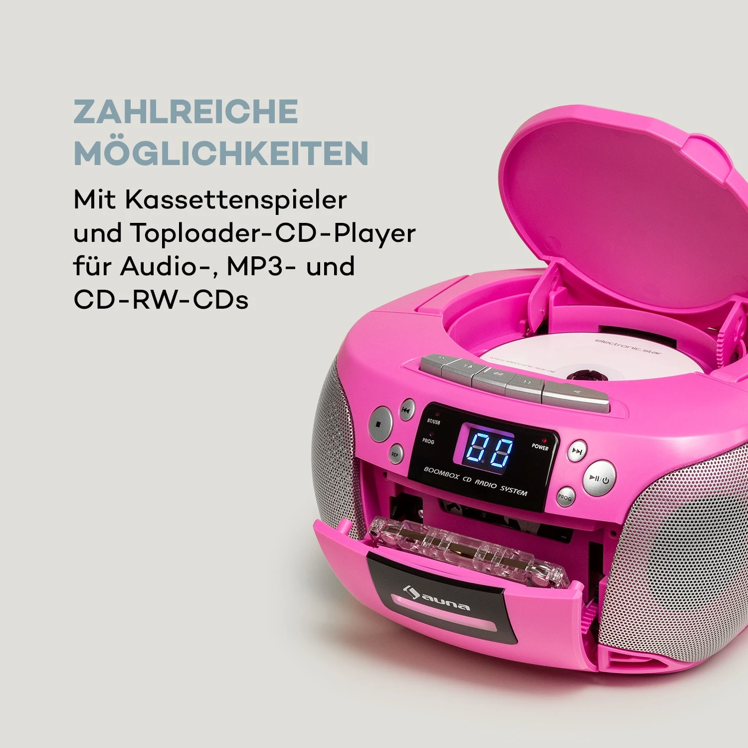 Harper CD Boombox CD-Player Bluetooth Kassette UKW AUX USB 5 Harper CD Boombox CD-Player Bluetooth Kassette UKW AUX USB – Bild 5