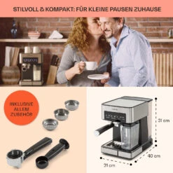Arabica Comfort Espressomaschine 1350W 20 Bar 1,8l Touch-Bedienfeld -Outdoor Grills Verkaufsgeschäft 10035655 de 0005 usp