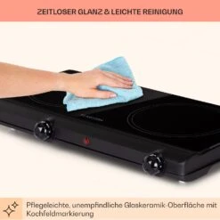 Cookbuddy Doppel-Kochfeld 2400W 5 Leistungsstufen Glaskeramik -Outdoor Grills Verkaufsgeschäft 10035705 de 0007 usp