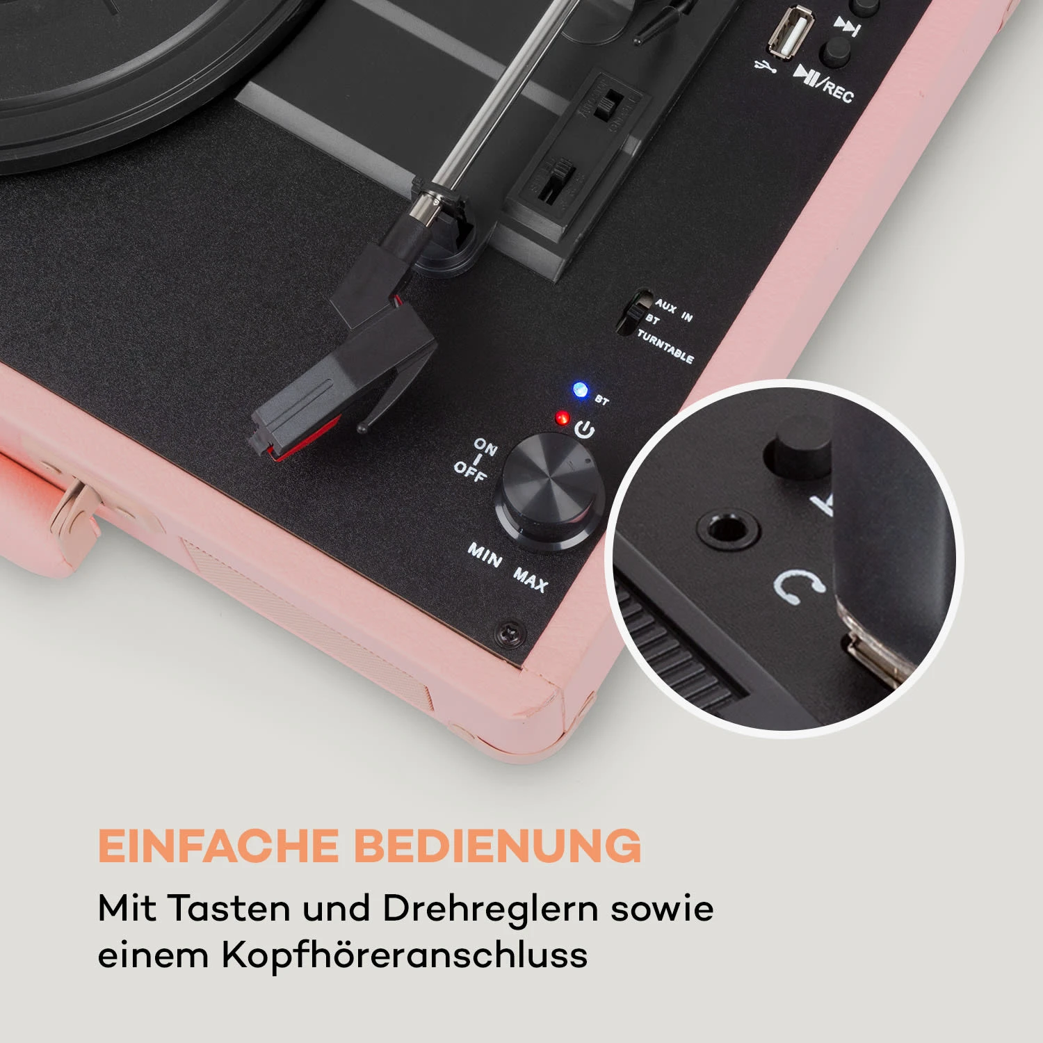 Peggy Sue BT Plattenspieler Stereolautsprecher USB BT Tragbar 5 Peggy Sue BT Plattenspieler Stereolautsprecher USB BT Tragbar – Bild 5