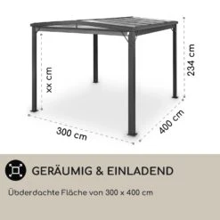 Pantheon Cortina Solid Sky Pergola Vordach 3x4m Polycarbonat -Outdoor Grills Verkaufsgeschäft 10035873 de 0004 usp